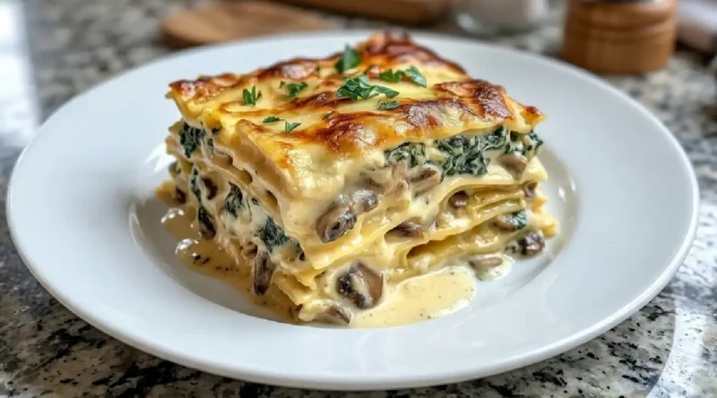 The Best Creamy Spinach & Mushroom Lasagna Recipe