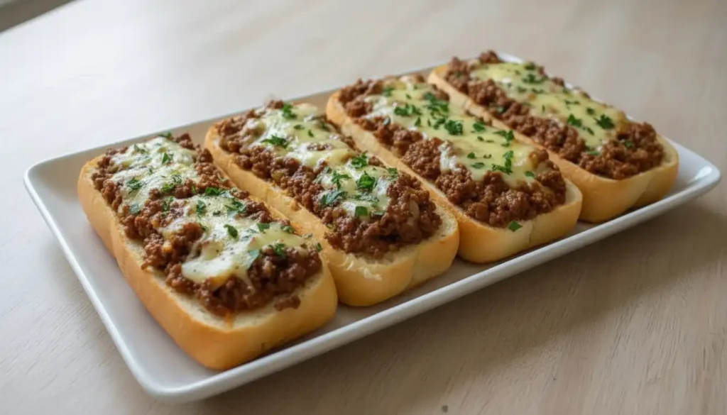 Cheesy Sloppy Joe Garlic Bread