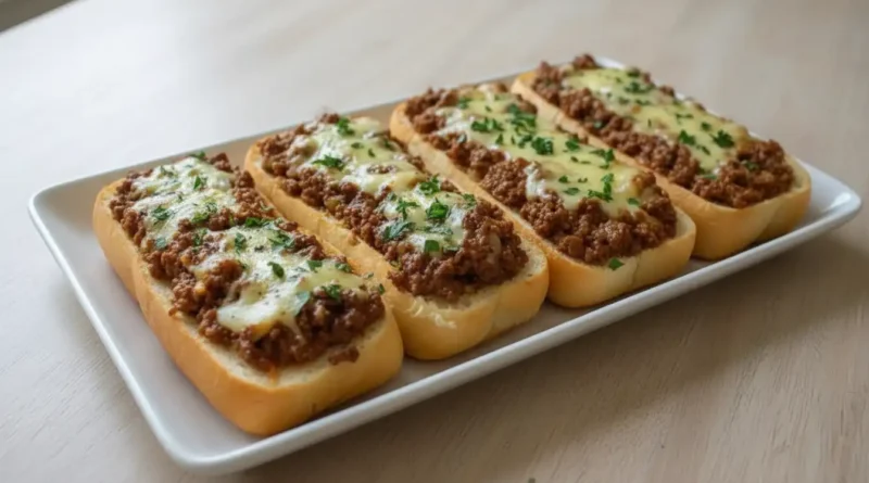 Cheesy Sloppy Joe Garlic Bread