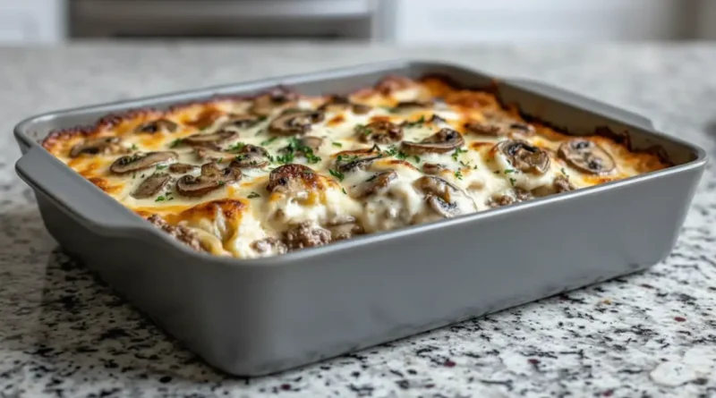 Creamy Mushroom & Ground Beef Bake
