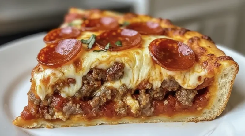 Deep Dish Hamburger Sausage & Pepperoni Pie