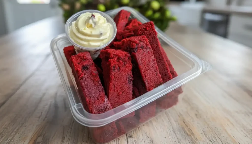 Homemade Red Velvet Brownie Dippers with Cheesecake Dip