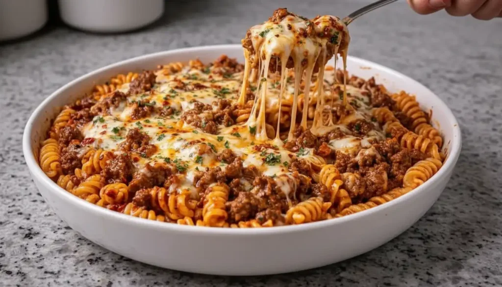 Rotini Italian Bake Recipe with Ground Chuck Pasta