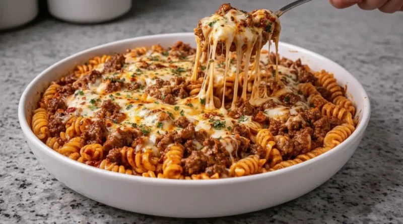 Rotini Italian Bake Recipe with Ground Chuck Pasta