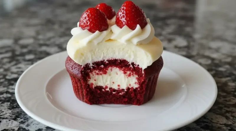 Strawberry Cheesecake Red Velvet Cupcakes