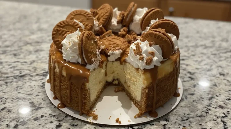 No-Bake Biscoff Cookie Butter Cheesecake Recipe