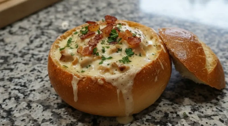 Chicken Stroganoff Stuffed in Buttery Garlic Bread