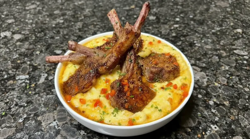Honey Garlic Lamb Chops Over Creamy Parmesan Polenta