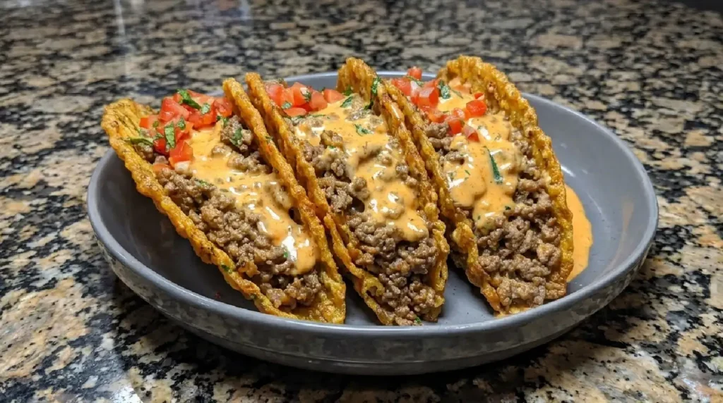Cheesy Rotel Beef Tacos