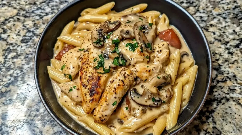 Chicken and Mushroom Pasta with a Silky Cream Sauce