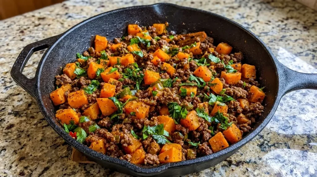 Ground Beef and Sweet Potato Skillet