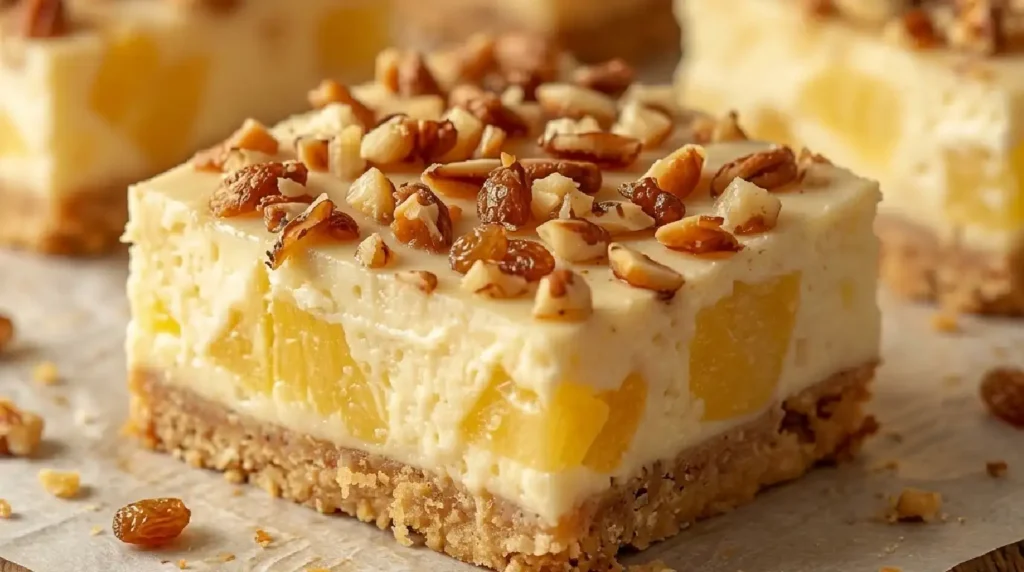 Pineapple Coconut Pecan Cheesecake Bars