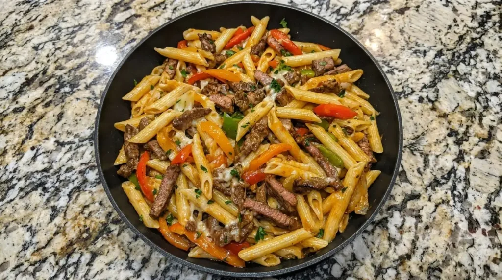 Creamy Garlic Parmesan Steak Penne Pasta Recipe