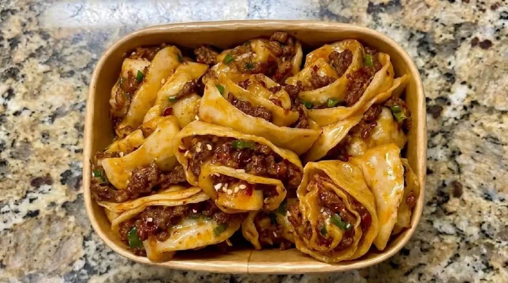 Mediterranean Lamb Wonton Rolls with Chili Olive Oil