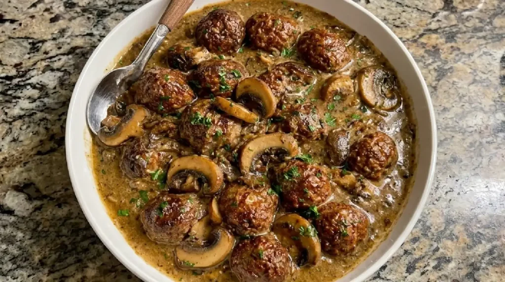 The Best Salisbury Steak Meatballs with Rich Mushroom Gravy