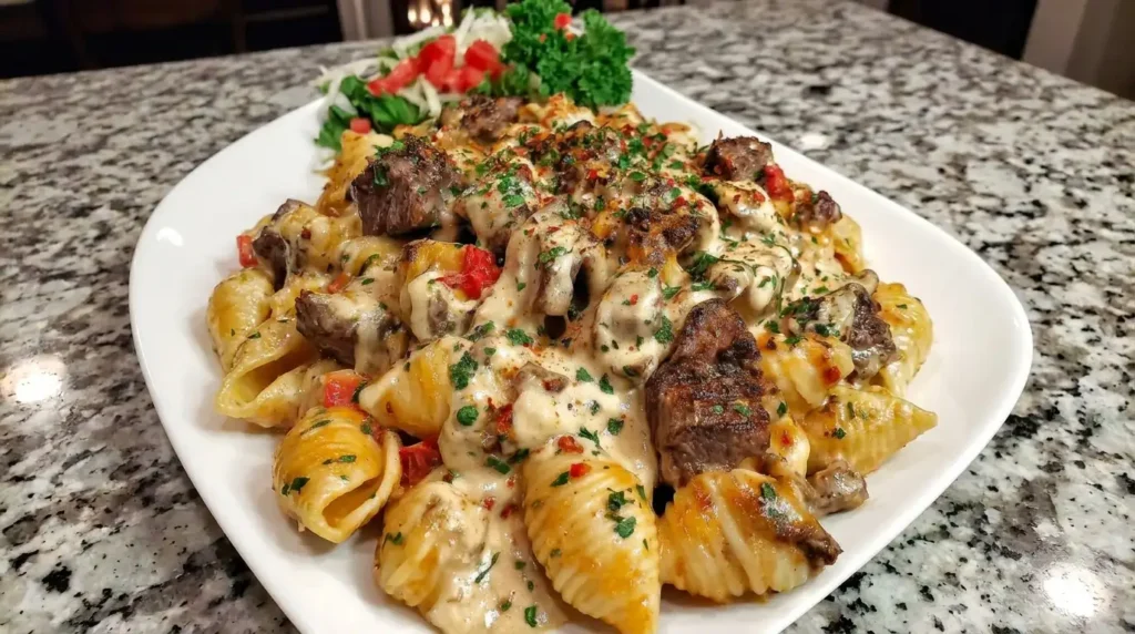 Colby Jack Steak Shells with Garlic and Herbs Recipe